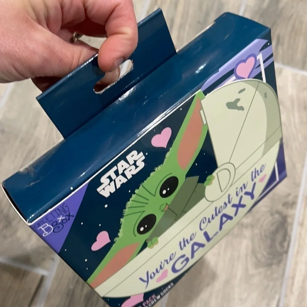 Star Wars 3 pack Baby Yoda Valentines‎ Day Socks NEW